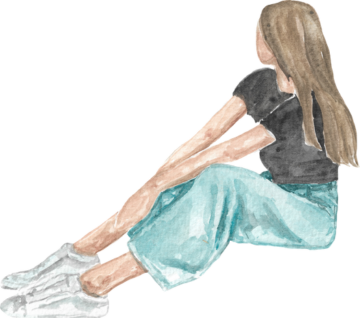 Stylish Teen Girl Side View Painting